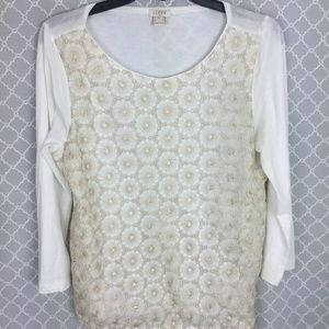 ECU J. Crew Women's Top Long Sleeve Floral Lace